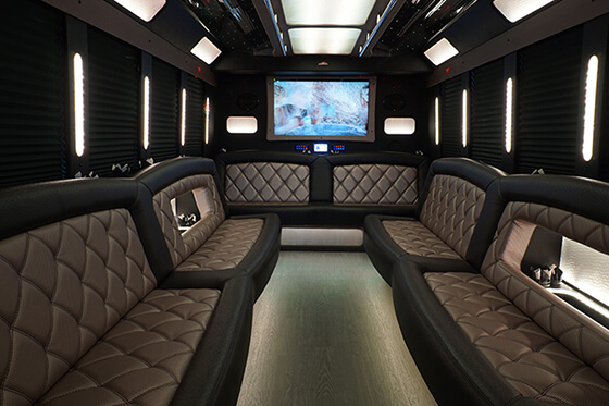 Party bus rentals with HDTVs