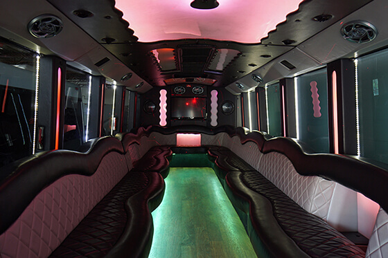 Limo buses with premium stereo speakers